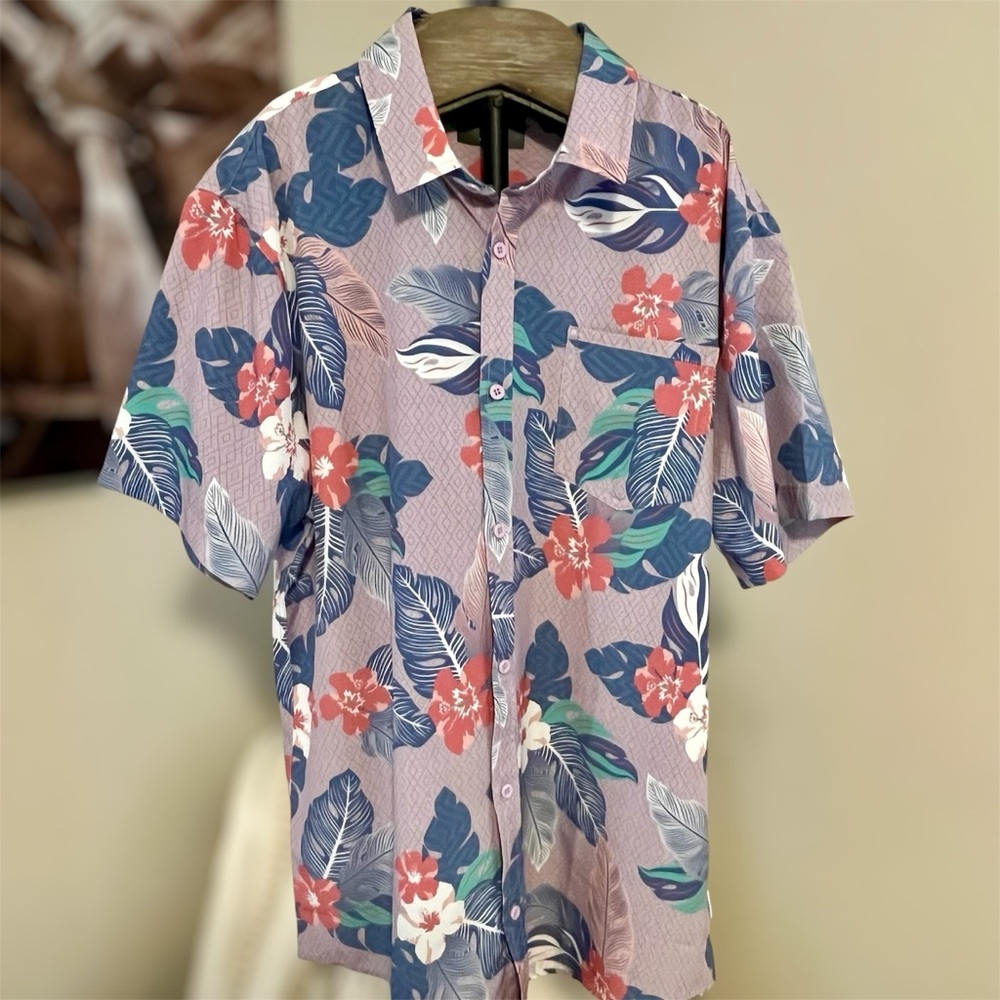 DEPARTWEST  Tropical Performance Stretch Shirt - Mens Large